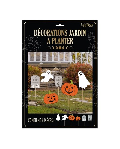 DECORATION JARDIN A PLANTER HALLOWEEN CITROUILLES FANTOMES ET PIERRES TOMBALES