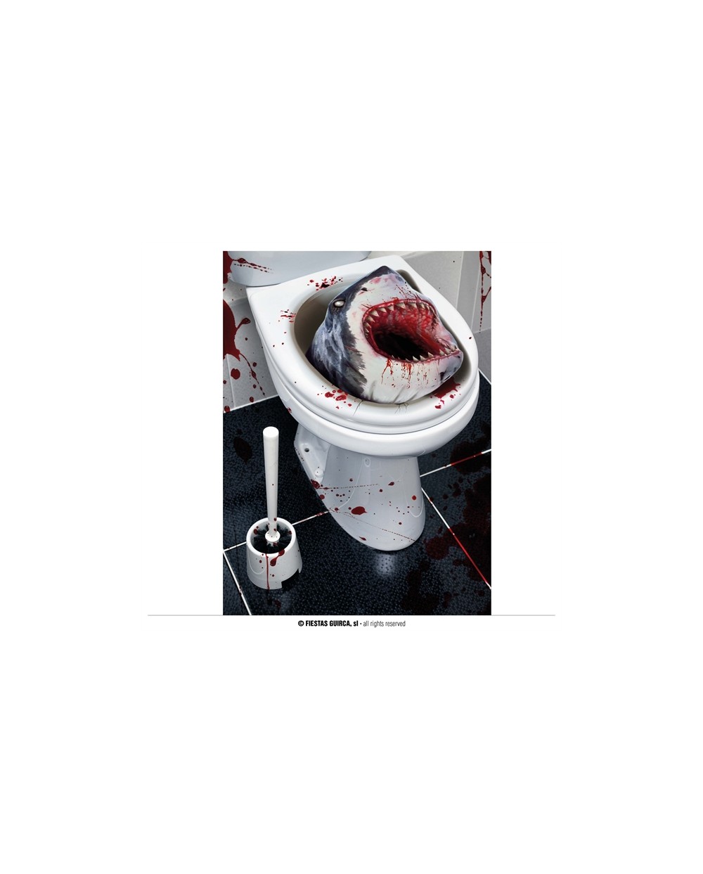 DECORATION HALLOWEEN STICKER ABATTANT CUVETTE WC REQUIN 30 X 40 CM 