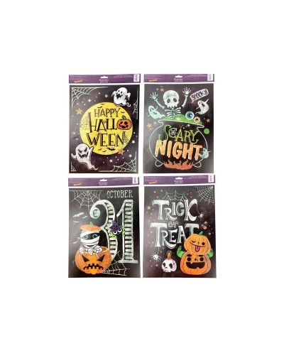DECORATION DE VITRE STICKER HAPPY HALLOWEEN MODELE ALEATOIRE
