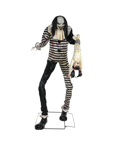 DECORATION HALLOWEEN CLOWN EFFRAYANT NOIR RAYE BLANC TENANT UN ENFANT 213 CM 