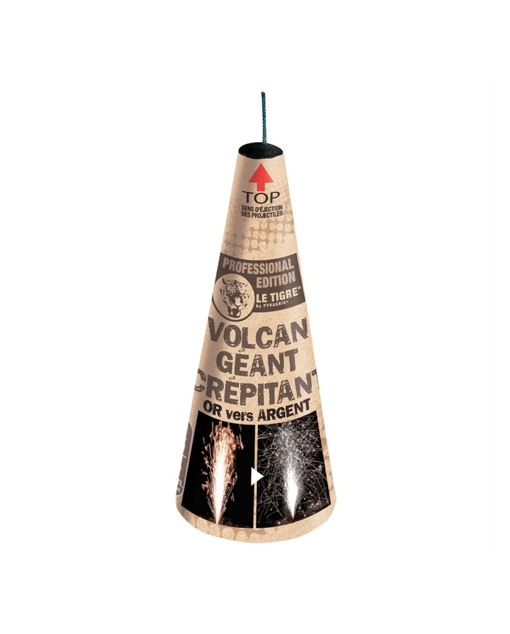 VOLCAN VESUVE GEANT CREPITANT OR VERS ARGENT