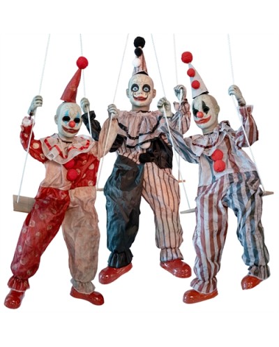 DECO HALLOWEEN MANEGE TOURNANT AVEC 3 CLOWNS MOUVEMENT LUMIERE ET SON 220 CM