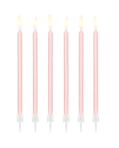 12 BOUGIES ROSE 14 CM 