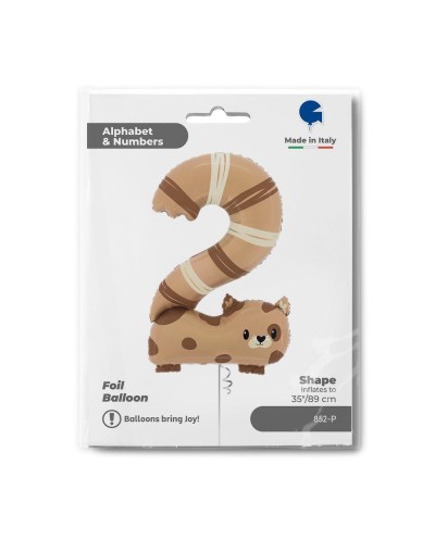 BALLONS CHIFFRES ANIMAUX 2 CAT OU CHAT 89 CM