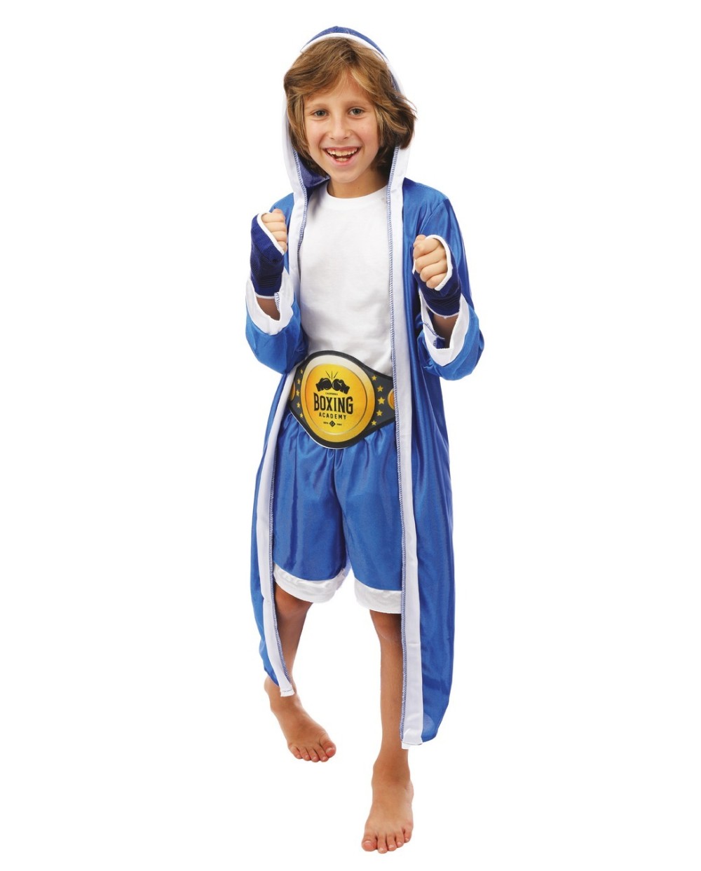 DEGUISEMENT SET ENFANT BOXEUR  BLEU TAILLE UNIQUE PEIGNOIR SHORT CEINTURE GANTS