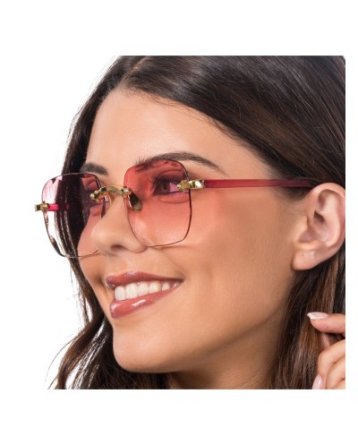 LUNETTES SANS MONTURE VERRES FUMES ROSES 15CM X 14CM X 5.3CM