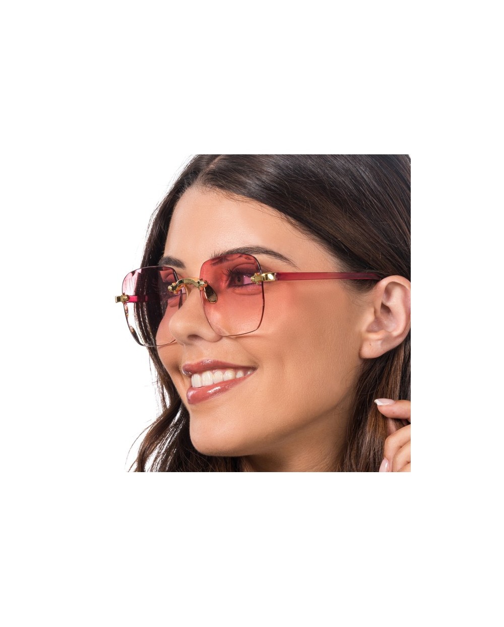 LUNETTES SANS MONTURE VERRES FUMES ROSES 15CM X 14CM X 5.3CM