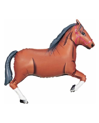 BALLON METALLIQUE  CHEVAL MARRON 90 CM
