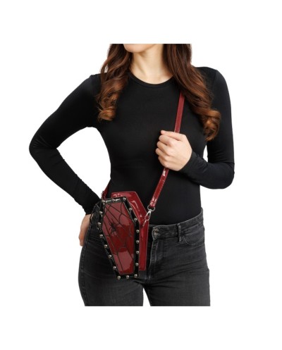 SAC A MAIN BANDOULIERE CERCUEIL BORDEAUX 12CM X 8CM X 22CM