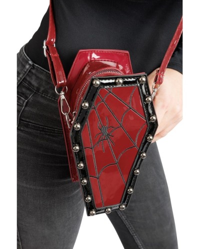 SAC A MAIN BANDOULIERE CERCUEIL BORDEAUX 12CM X 8CM X 22CM