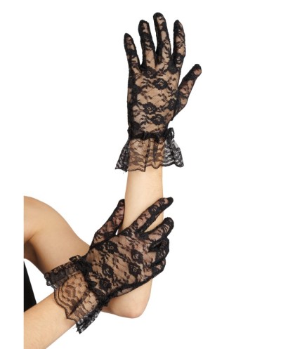 KIT DENTELLE VEUVE NOIRE - 3 PCS OMBRELLE VOILE GANTS 