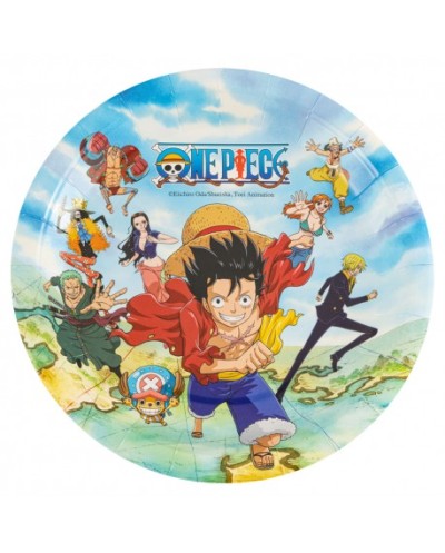 8 ASSIETTES EN CARTON COMPOSTABLE ONE PIECE LUFFY 23 CM
