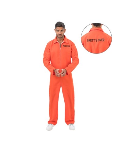DEGUISEMENT HOMME COMBINAISON ORANGE PRISONNIER TAILLE 190 CM 