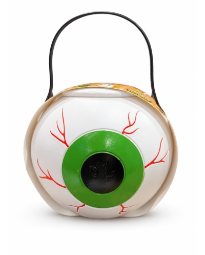 SEAU A BONBON FORME OEIL 12.9 CM  VENDU REMPLI DE BUBBLE GUM OEIL