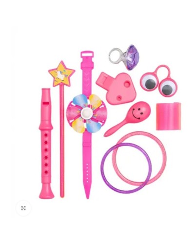 10 JOUETS A PINATA ROSE FLUTE BAGUE MARACAS RESSORT BAGUE TTE BRACELETS