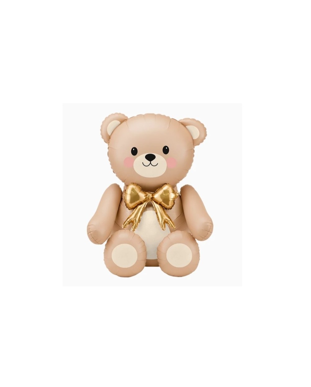 BALLON METALLIQUE OURS NUDE NOEUD OR GONFLAGE AIR 90 X 81 CM