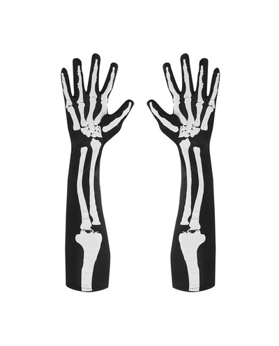 LONGS GANTS NOIRS SQUELETTE TISSU