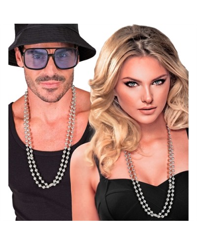 2 COLLIERS DE PERLE ARGENT 40 CM