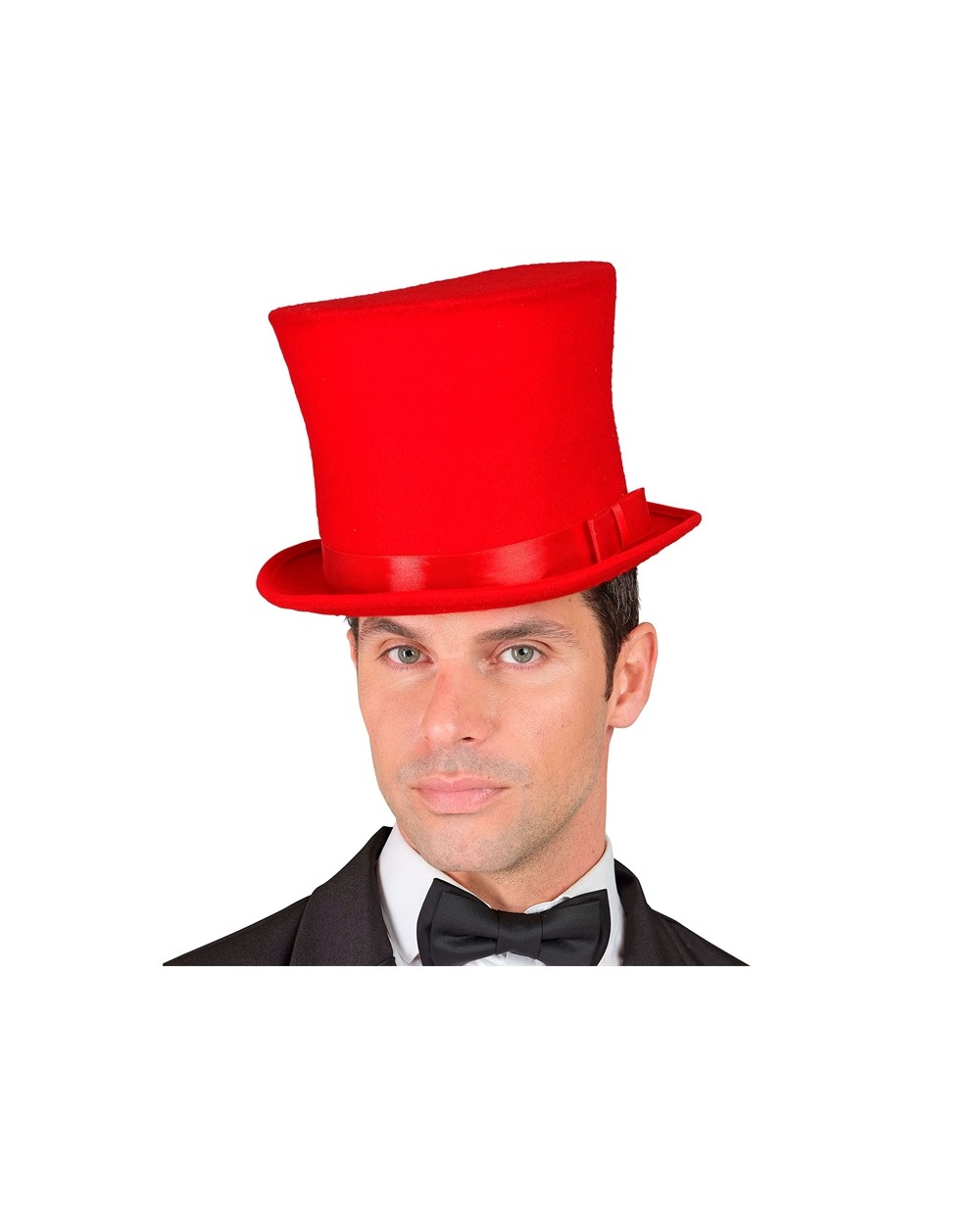 CHAPEAU HAUT DE FORME ROUGE EN FEUTRE EFFET LAINE