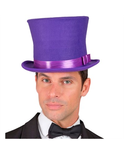 CHAPEAU HAUT DE FORME VIOLET EN FEUTRE EFFET LAINE