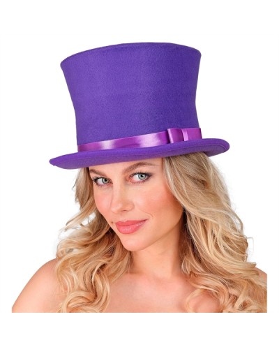 CHAPEAU HAUT DE FORME VIOLET EN FEUTRE EFFET LAINE