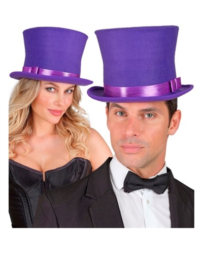 CHAPEAU HAUT DE FORME VIOLET EN FEUTRE EFFET LAINE