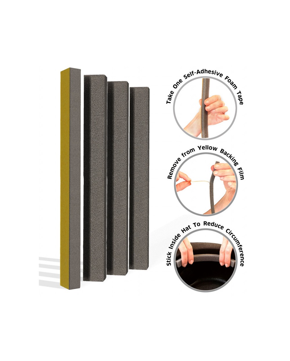 4 MOUSSES ADHESIVES POUR REDUIRE LE DIAMETRE DES CHAPEAUX