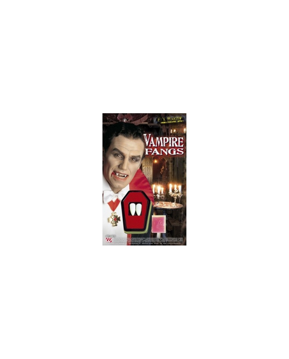 2 DENTS CANINES DE DRACULA AVEC FIXATEUR