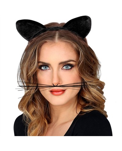 SERRE-TETE OREILLES DE CHAT VELOUR NOIR
