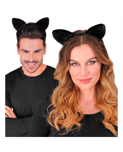 SERRE-TETE OREILLES DE CHAT VELOUR NOIR