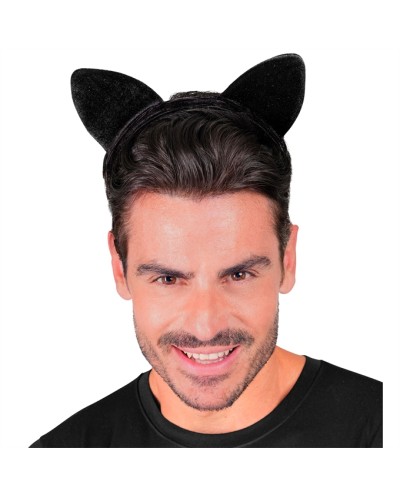 SERRE-TETE OREILLES DE CHAT VELOUR NOIR