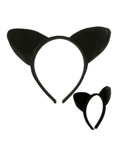 SERRE-TETE OREILLES DE CHAT VELOUR NOIR