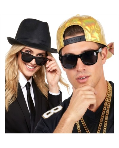 LUNETTES PERSONNAGE TYPE BLUES BROTHER NOIRES VERRES NOIRS