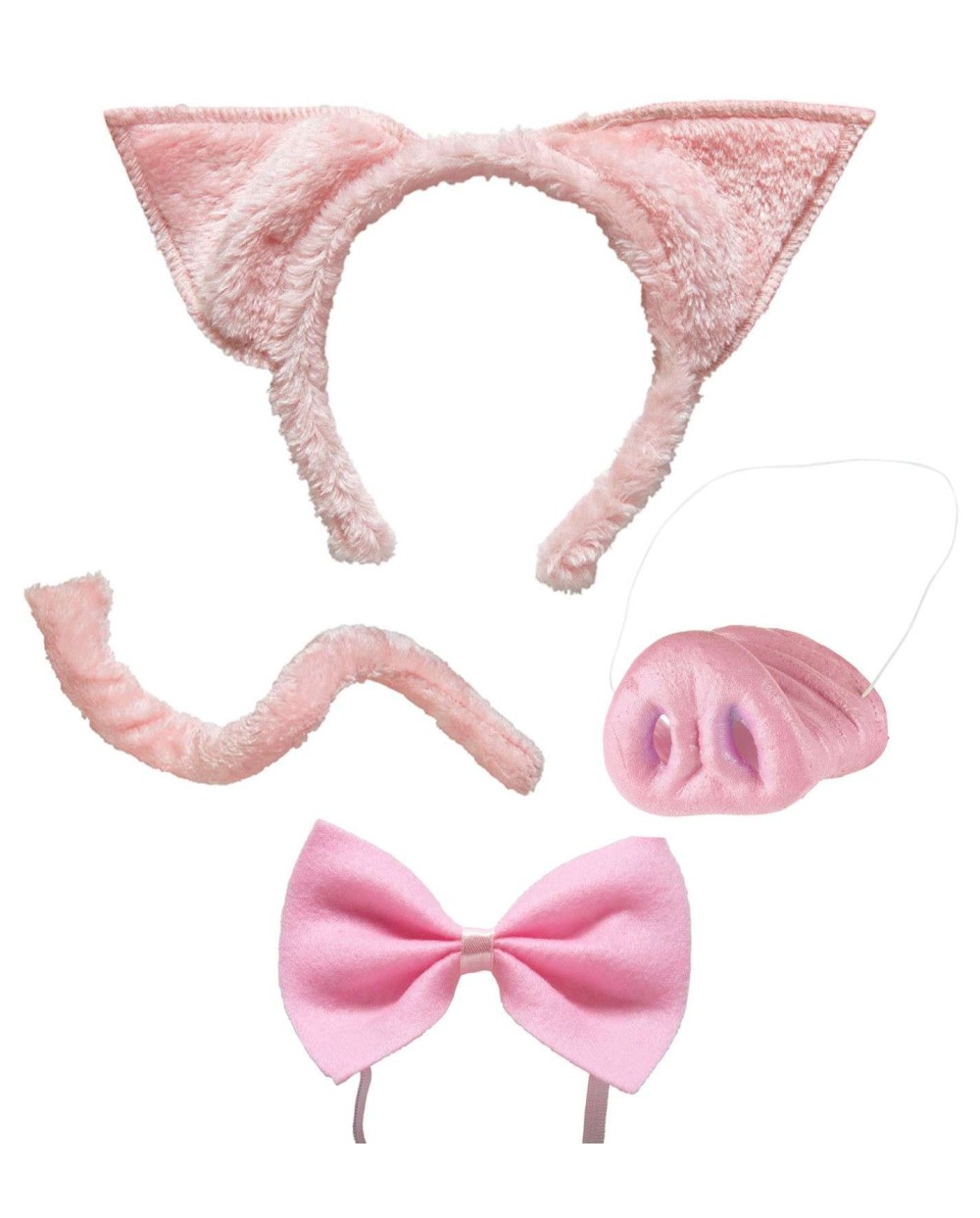 SET DE DEGUISEMENT DE COCHON ROSE (OREILLES, NEZ, NOEUD-PAPILLON, QUEUE )
