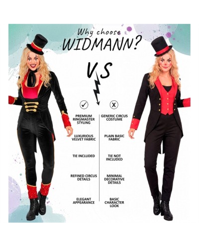 DEGUISEMENT MME LOYAL OU DIRECTRICE DE CIRQUE ROUGE NOIR ET OR PANTALON TAILLE S