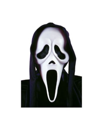 MASQUE HALLOWEEN LICENCE SCREAM GHOST FACE BLANC AVEC CAPUCHE