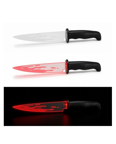 COUTEAU DE CUISINE LAME TRANSPARENTE AVEC IMPRESSION LED ENSANGLANTÉE 33 CM