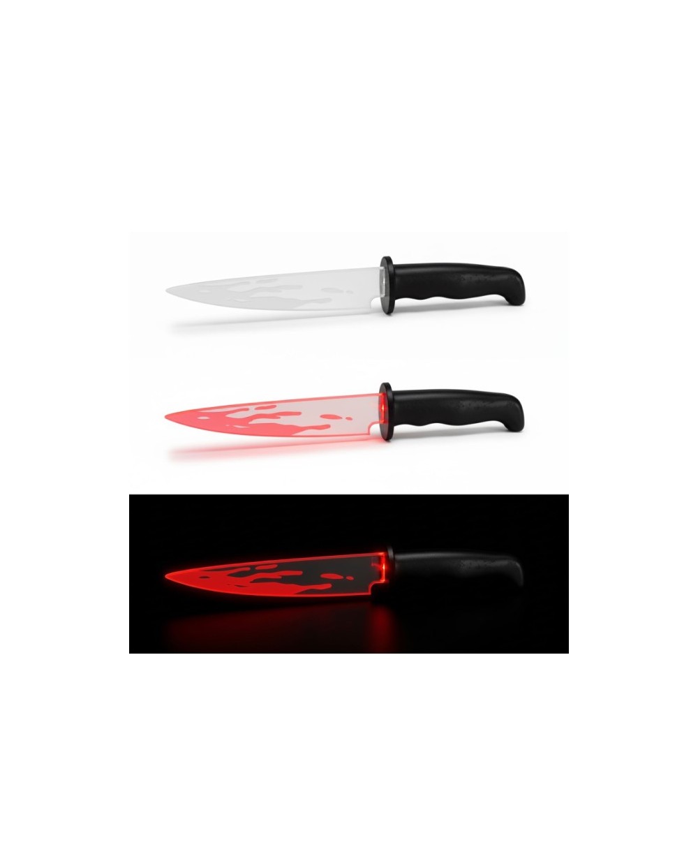 COUTEAU DE CUISINE LAME TRANSPARENTE AVEC IMPRESSION LED ENSANGLANTÉE 33 CM