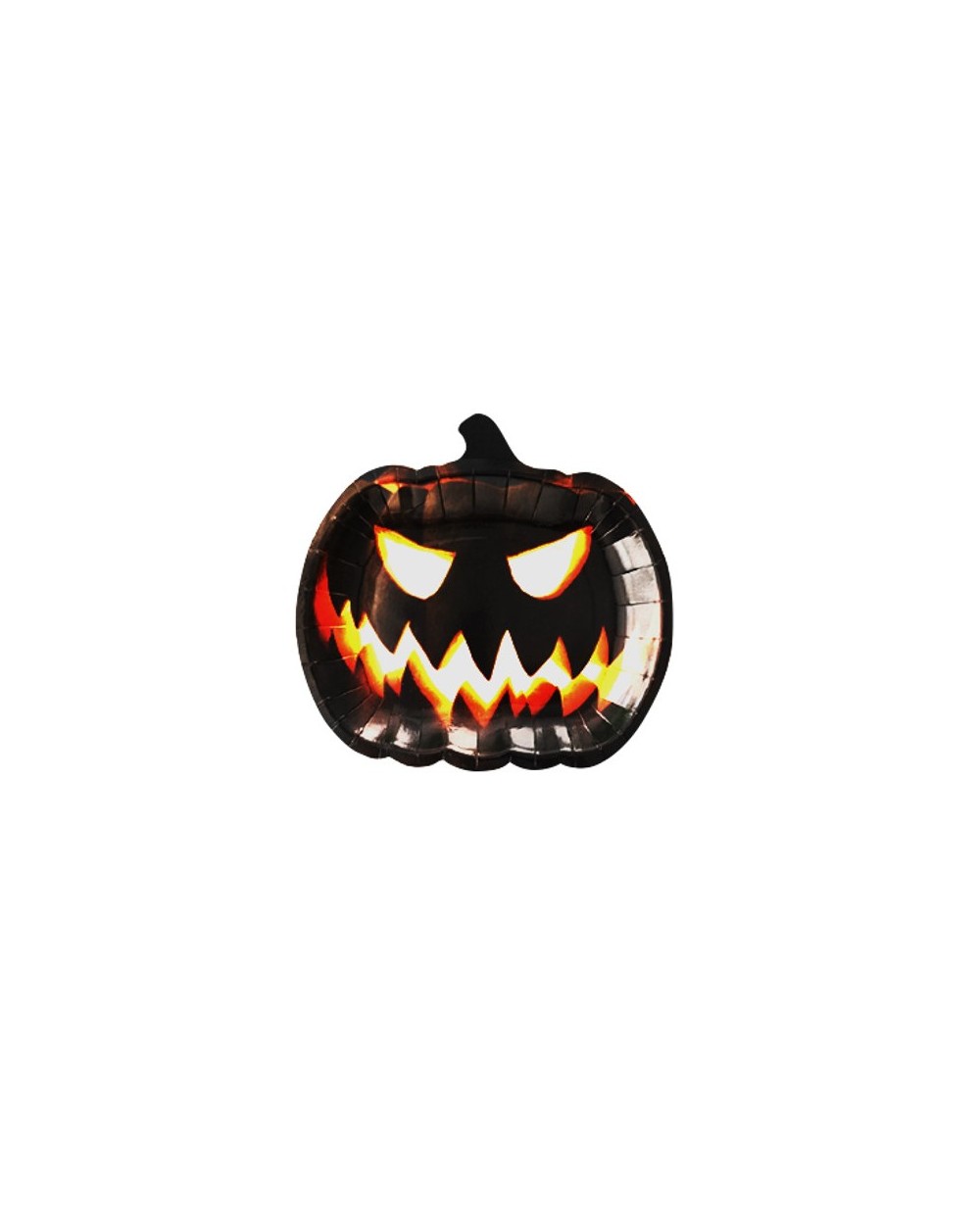 8 ASSIETTES EN FORME DE CITROUILLE FURIEUSE NOIRE ET ORANGE 23 CM 