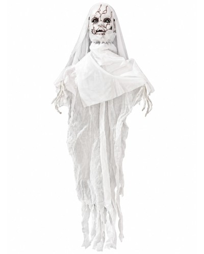 DECORATION HALLOWEEN ABYZOU DEMON BLANC A SUSPENDRE YEUX LED LUMINEUX 110 CM