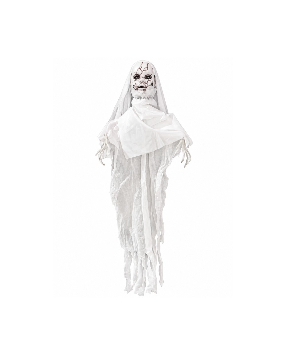 DECORATION HALLOWEEN ABYZOU DEMON BLANC A SUSPENDRE YEUX LED LUMINEUX 110 CM