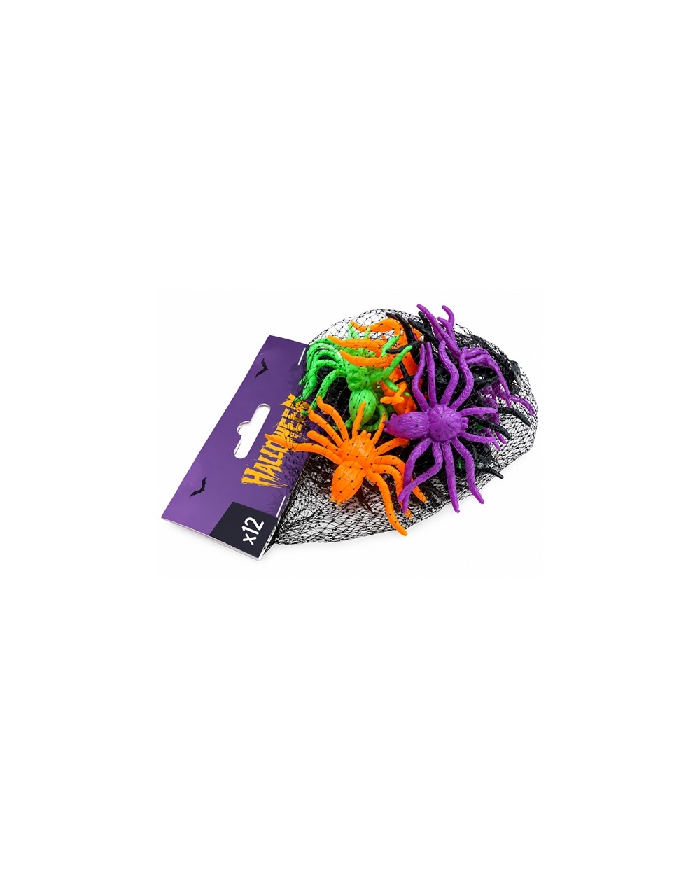 LOT DE 12 ARAIGNEES NOIRES ORANGE VERTES ET VIOLETTES 6 X 5 CM 