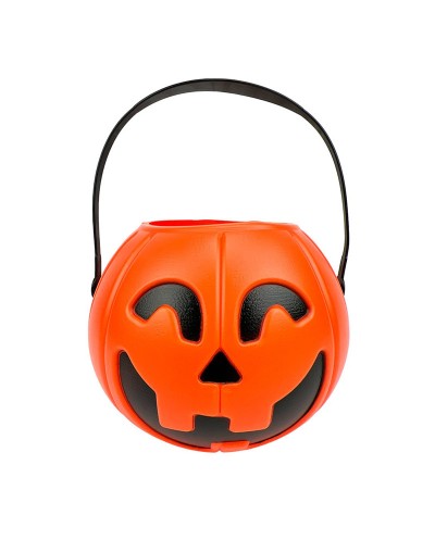 SEAU A BONBONS CITROUILLE LED LUMIERE TOURNANTE 18 X 13.5 CM HALLOWEEN