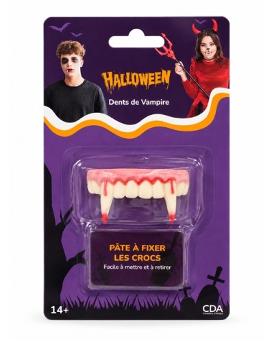 DENTS DE DRACULA OU VAMPIRE AVEC PATE A FIXER