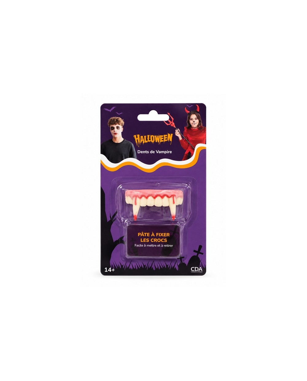 DENTS DE DRACULA OU VAMPIRE AVEC PATE A FIXER