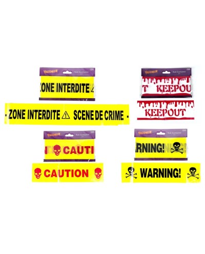 BANDEROLE RUBALISE HALLOWEEN JAUNE WARNING CAUTION OU SCENE DE CRIME KEEP OUT