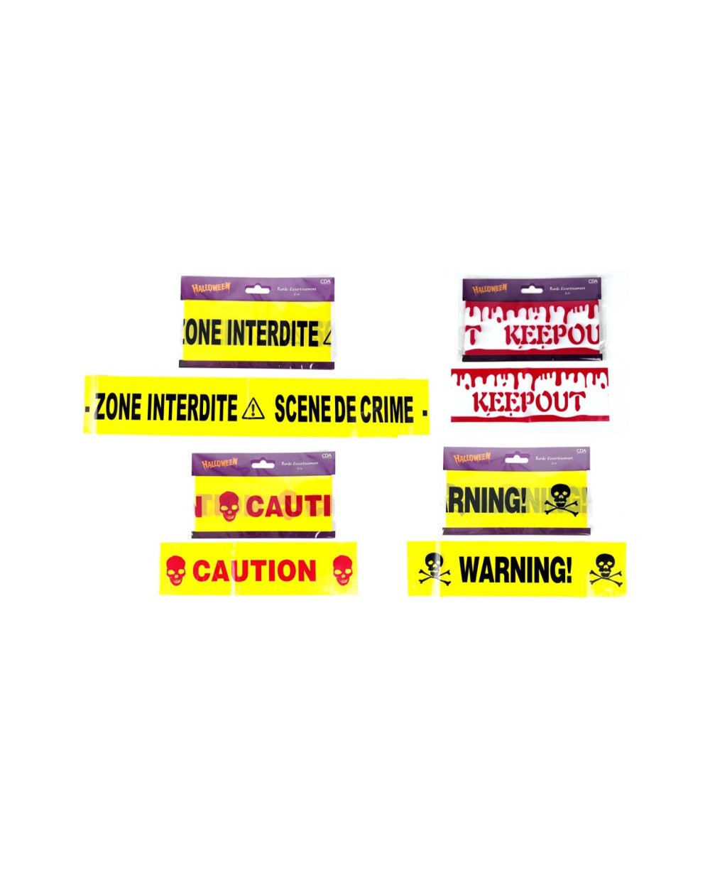 BANDEROLE RUBALISE HALLOWEEN JAUNE WARNING CAUTION OU SCENE DE CRIME KEEP OUT