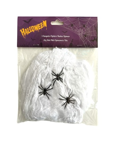 TOILE D'ARAIGNEE BLANCHE 20 GR + 3 ARAIGNEES