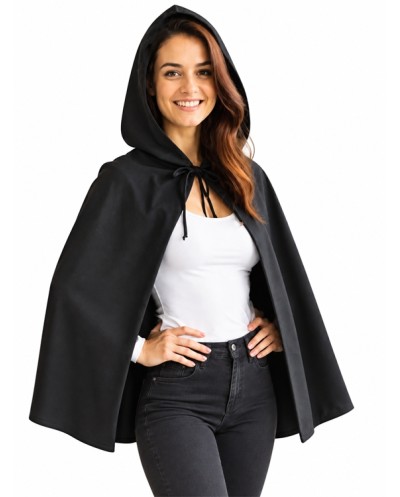 CAPE A CAPUCHE NOIRE ADULTE 140 CM