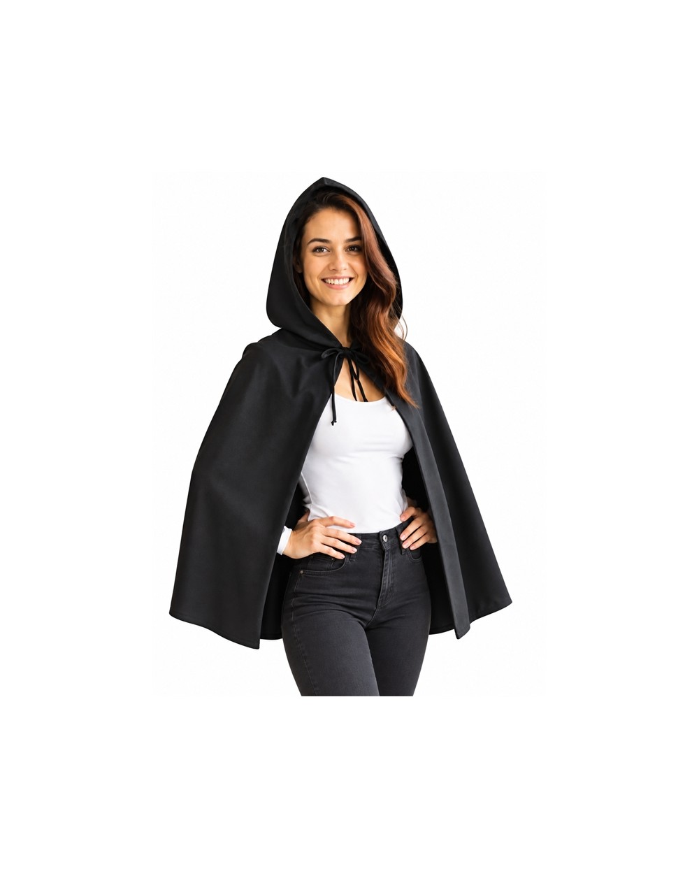 CAPE A CAPUCHE NOIRE ADULTE 140 CM